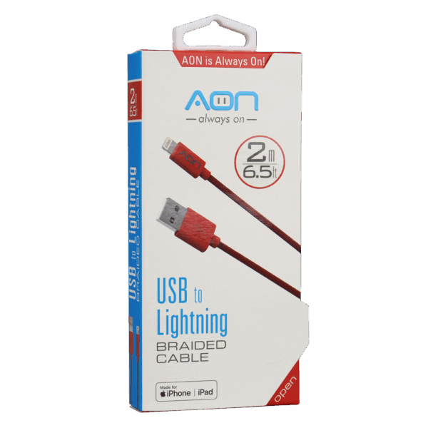 Cable USB-A a Lightning (Nylon - Rojo) de 2m
