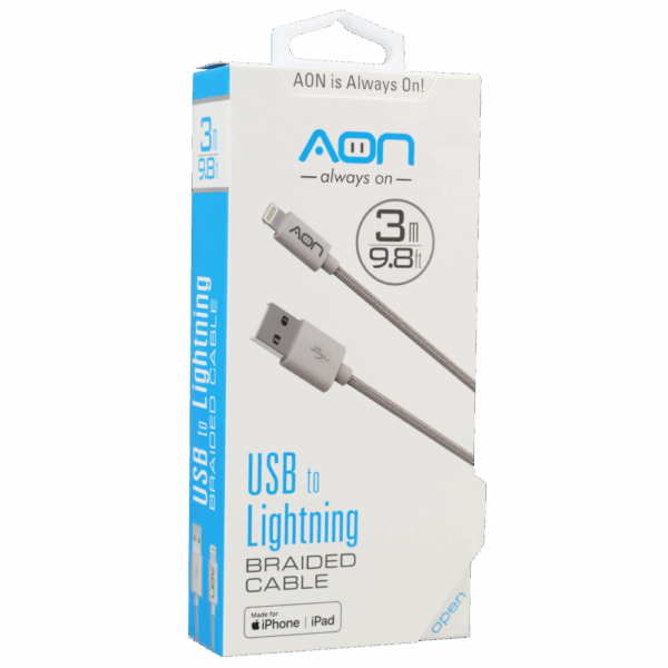 Cable USB-A a Lightning (Nylon - Blanco) de 3m