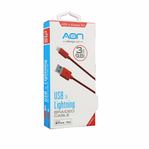 Cable USB-A a Lightning (Nylon - Rojo) de 3m