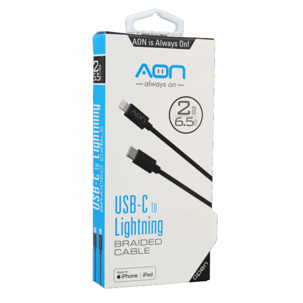 Cable USB-C a Lightning (Nylon - Negro) de 2m