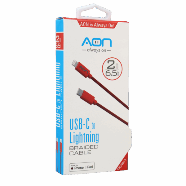 Cable USB-C a Lightning (Nylon - Rojo) de 2m