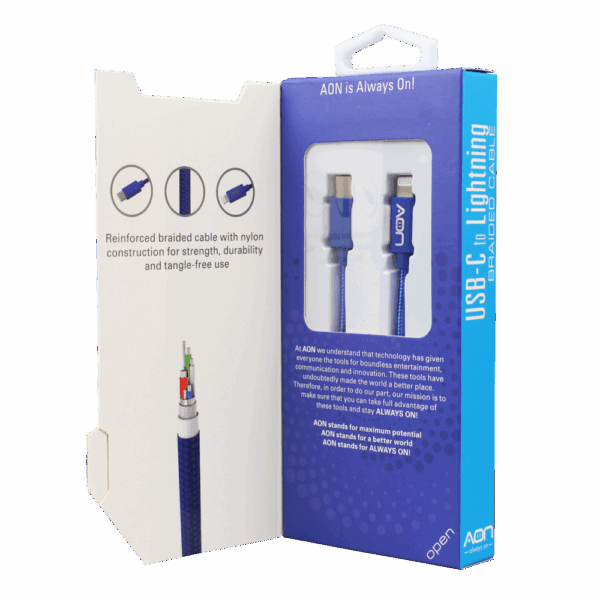 Cable USB-C a Lightning  (Nylon -Azul) de 2m - Imagen 2