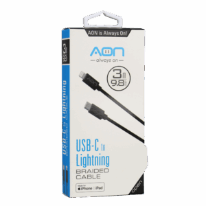 Cable USB-C a Lightning (Nylon - Negro) de 3m