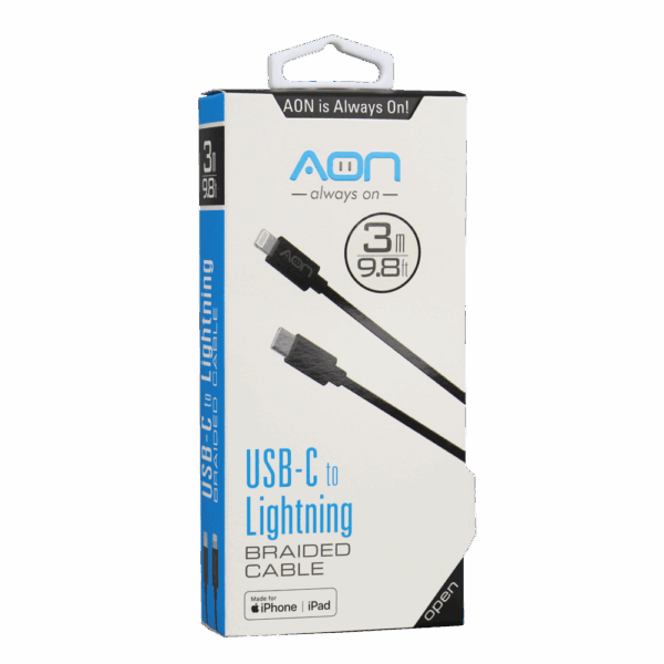 Cable USB-C a Lightning (Nylon - Negro) de 3m