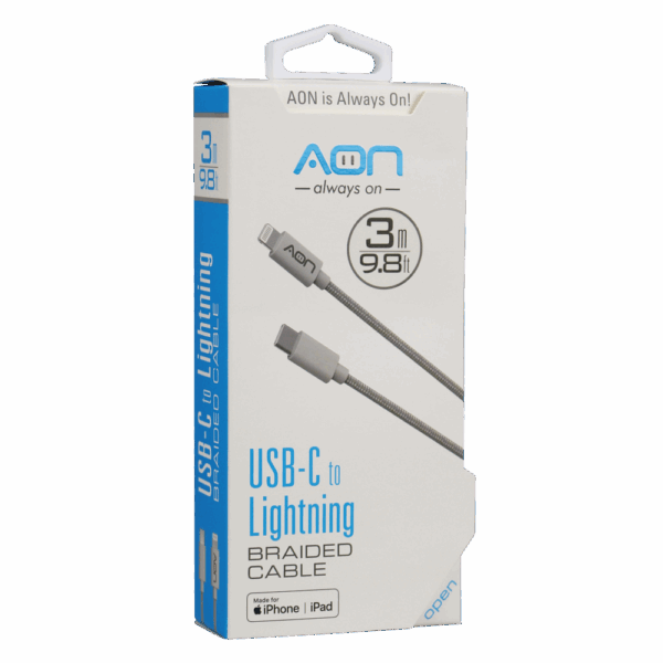 Cable USB-C a Lightning (Nylon - Blanco) de 3m