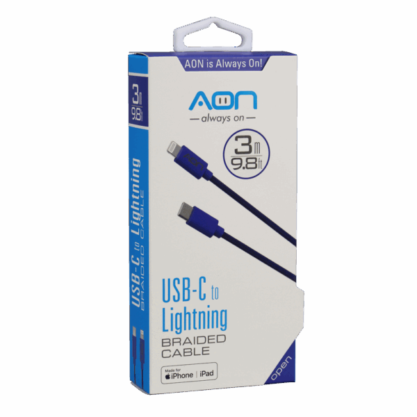 Cable USB-C a Lightning (Nylon - Azul) de 3m