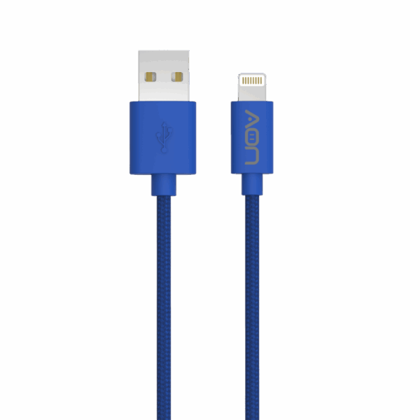 AON Cable  USB-A a Lightning (Nylon - Azul) de 2m - Imagen 3
