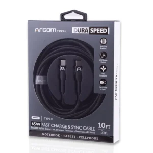 Cable Tipo C a Tipo C para carga rápida 65W 3M - (ARG-CB-0048BK)