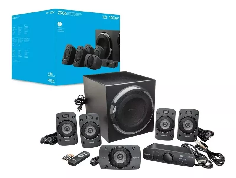 Logitech Parlantes Z906 5.1 (RCA/Digital/Plug) 1000W (pico) 500RMS- (980-000467)