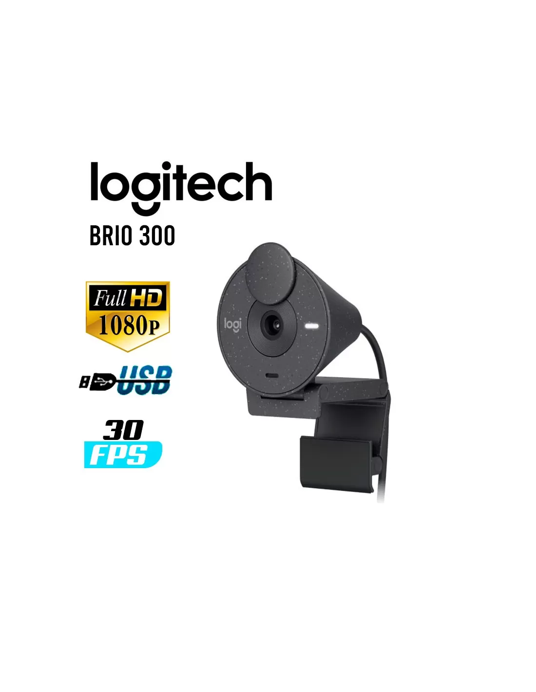 Logitech Camara Web Video llamadas FHD BRIO 300 (960-001413)