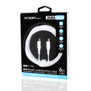 ARGOM Cable Tipo C a Tipo C para carga rápida 65W 1.8M -  ARG-CB-0070WT