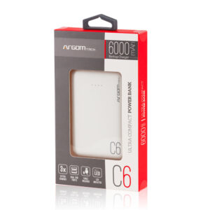 ARGOM PowerBank con Puerto USB - 6000 mAh - ARG-PB-1136WT