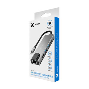 XTECH Mini Hub de 5 Puertos HDMI/RJ45/2xUSB-A/1xUSB-C - (XTC-572)
