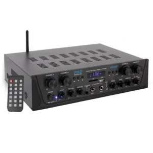 PYLE - Amplificador de 500Watts - BT + FM Radio + RCA Out + USB/Mic/Aux - PTA44BT