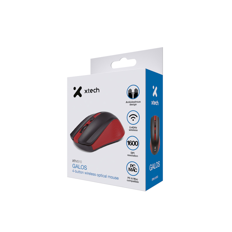 XTECH Mouse Wireless - Galos (Rojo) - (XTM-310RD)